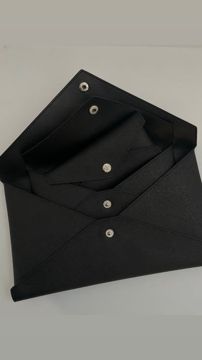 Caroline Black Leather wallet set